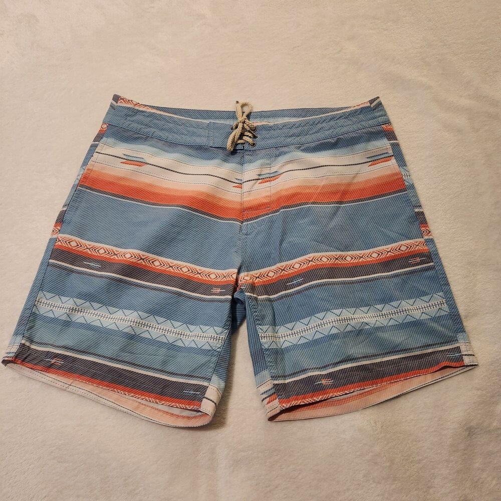 Faherty Classic 7" Boardshorts Sunset Arrow Striped Swim Trunks Men's 34 EUC
